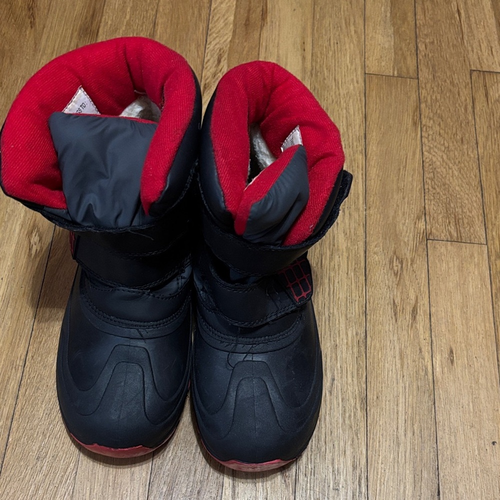 Kids Black and Red Winter Boots